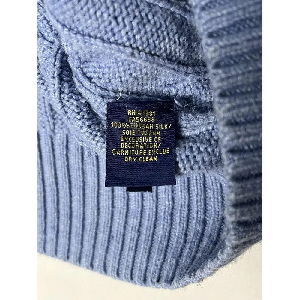 Polo Ralph Lauren 100% Silk Cableknit Sweater Men's 3XLT Periwinkle Blue Preppy